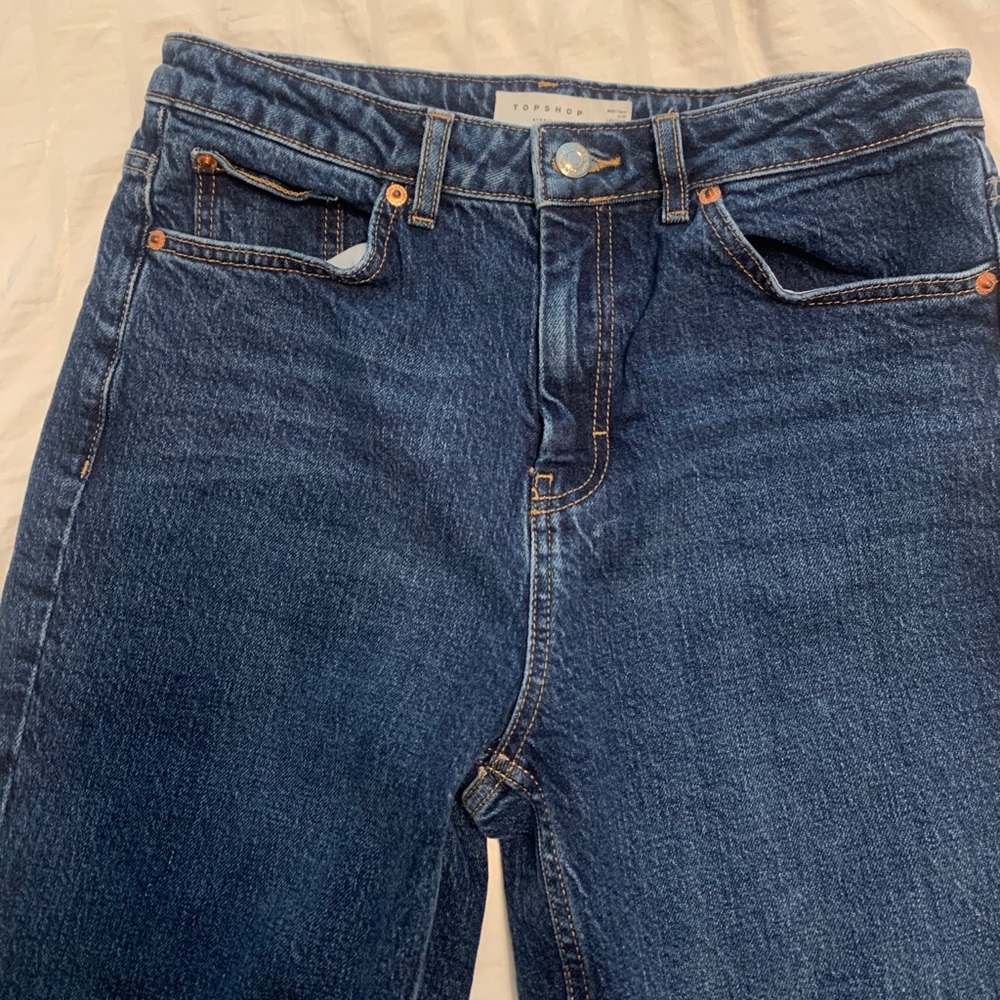 Topshop High Waisted RAW hem Straight Jeans